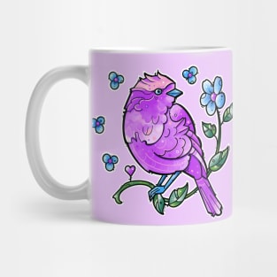 cute purple bird and blue flowers Mug